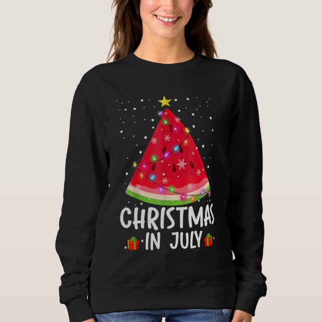 Moletom Christmas In July Watermelon Santa Summer Tree (Frente)