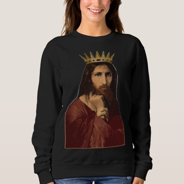 Moletom Christmas Jesus Christ Crowned King Portrait Women (Frente)