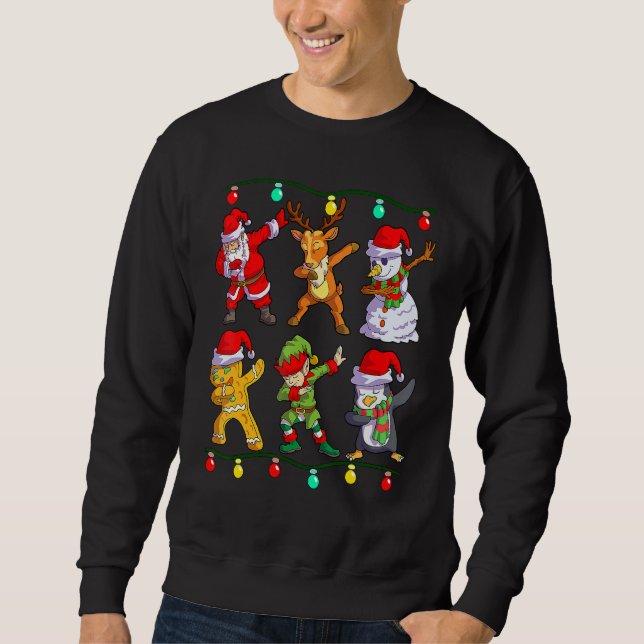 Moletom Christmas Kids Boys Men Dabbing Santa Elf Deer Fri (Frente)