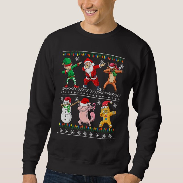 Moletom Christmas Kids Boys Men Dabbing Santa Elf Deer Fri (Frente)