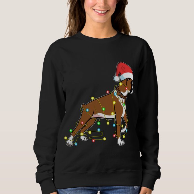 Moletom Christmas Lights Boxer Dog Lover Funny Gift (Frente)
