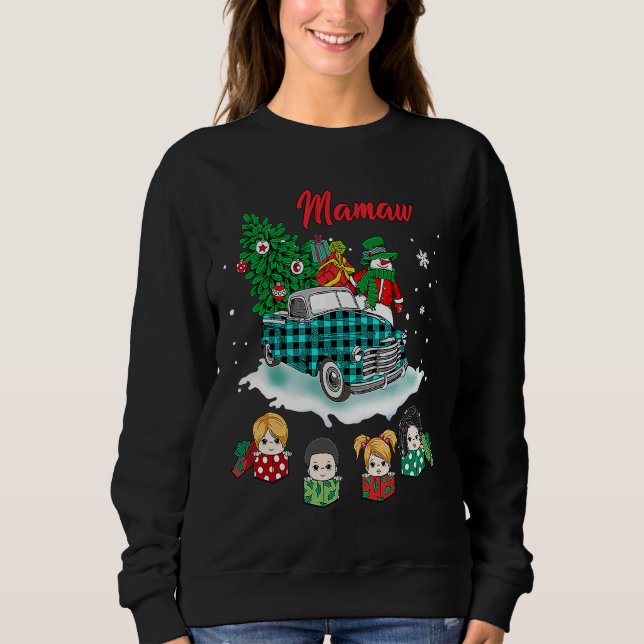 Moletom Christmas Mamaw Christmas Tree Green Truck Cute (Frente)
