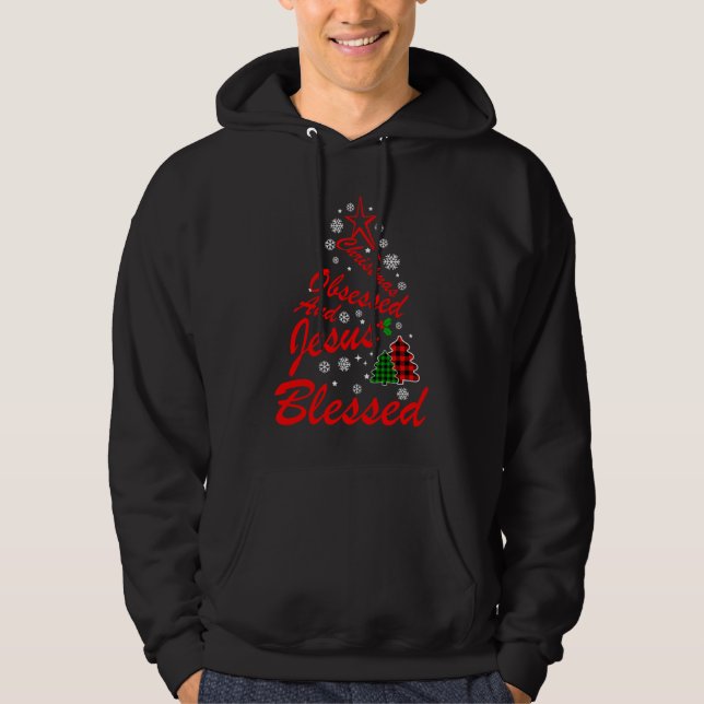Moletom Christmas Obsessed And Jesus Blessed Christian Chr (Frente)