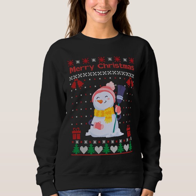 Moletom Christmas outfit  snowman waiting with broom (Frente)