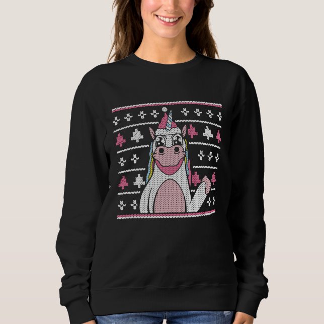 Moletom Christmas outfit  unicorn with Christmas hat (Frente)