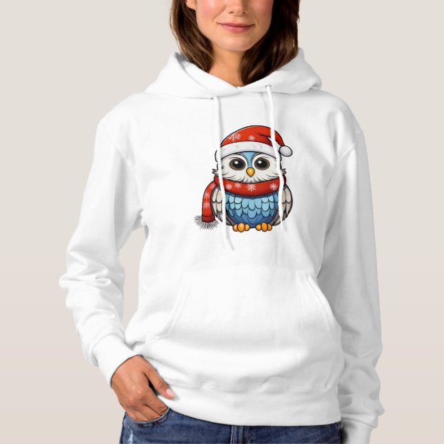 Moletom Christmas Owl – Festive Holiday Hoodie for Adults (Frente)