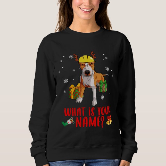 Moletom Christmas Pitbull Dog In A Reindeer Construction H (Frente)