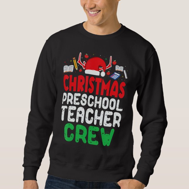 Moletom Christmas Preschool Teacher Crew Xmas Wonderful Pr (Frente)