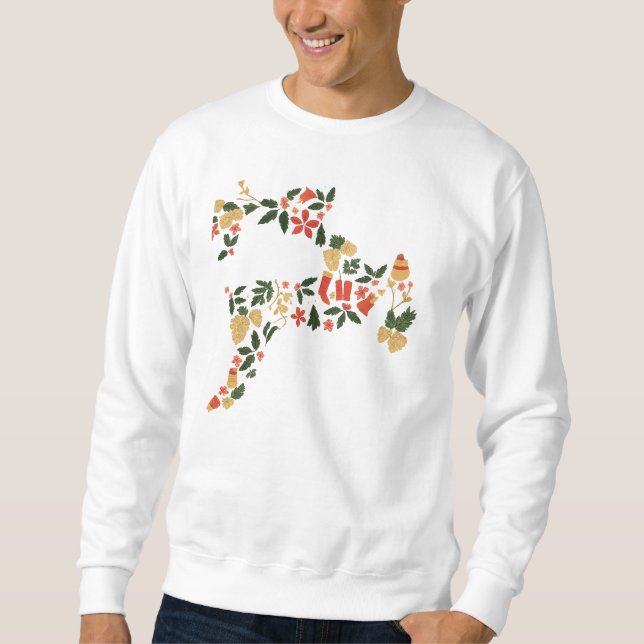 Moletom Christmas Reindeer Collage Hoodie – Festive Holida (Frente)