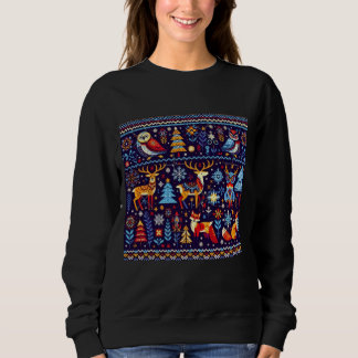 Moletom Christmas Reindeer Nordic Pattern Sweatshirt 