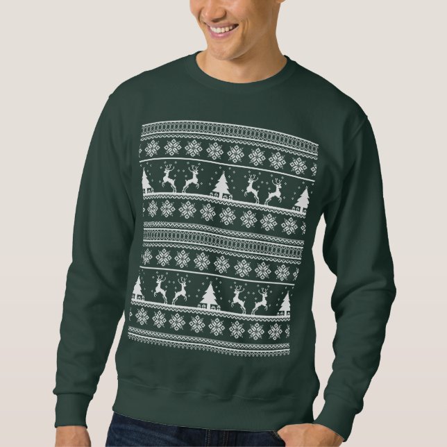 Moletom  Christmas Reindeer Sweater Pattern (Frente)