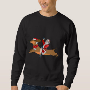 Moletom Christmas Santa Riding Dachshund Xmas Santa Claus