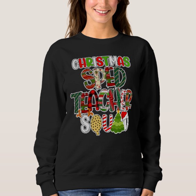 Moletom Christmas Sped Teacher Squad Red Plaid Teacher (Frente)