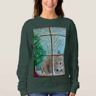 Moletom Christmas sweatshirt: Deer looking through window