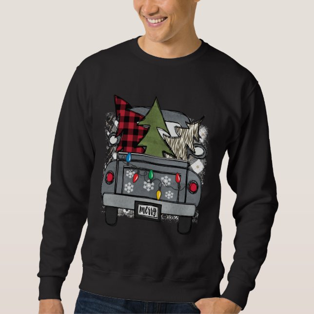 Moletom Christmas Truck and Red Buffalo Plaid Holiday Tree (Frente)