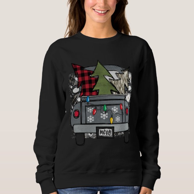 Moletom Christmas Truck and Red Buffalo Plaid Holiday Tree (Frente)