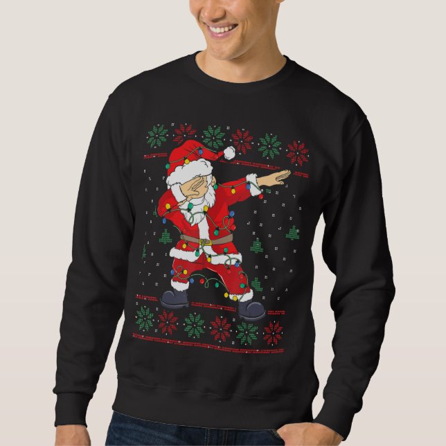 Moletom Christmas Ugly Sweater Dabbing Santa Claus With Xm (Frente)