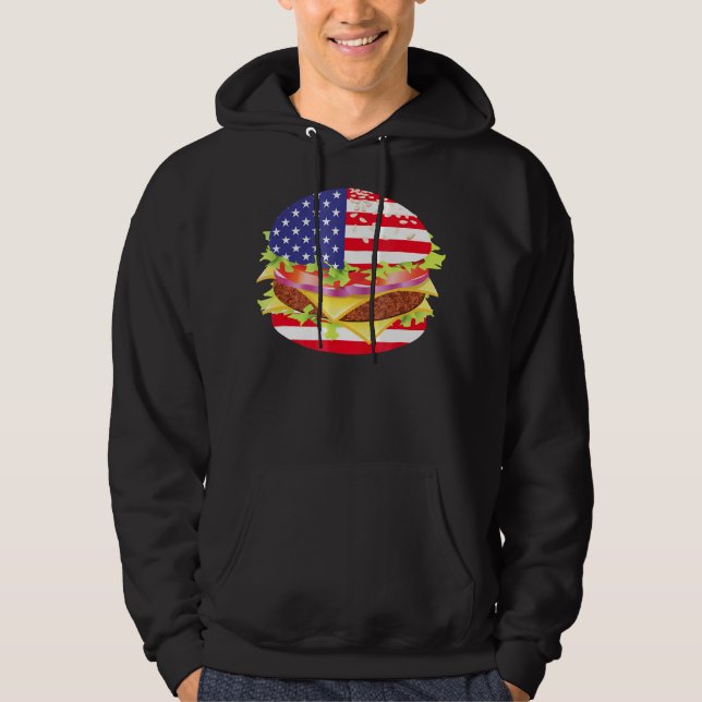 Moletom CHURRASCOS | Hamburger EUA Bandeira 4 De Julho De  (Frente)