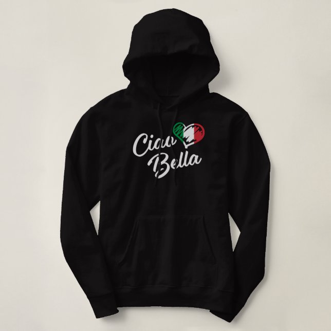 Moletom Ciao Bella - Italiano Alô Bonito Presente Longo Sl (Frente do Design)