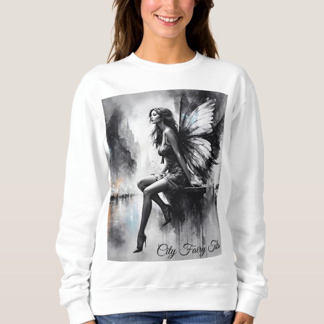 Moletom Cidade de conto de fadas preto branco-preto (Frente)