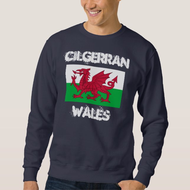 Moletom Cilgerran, País de Gales com bandeira galesa (Frente)