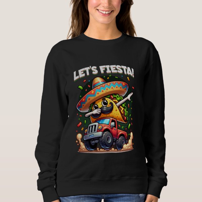 Moletom Cinco de Mayo Dabbing Taco Andando de Monster Truc (Frente)