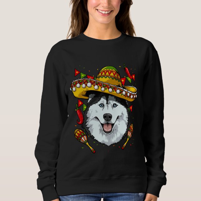 Moletom Cinco de Mayo Husky Siberiano Homens Mulheres Cria (Frente)