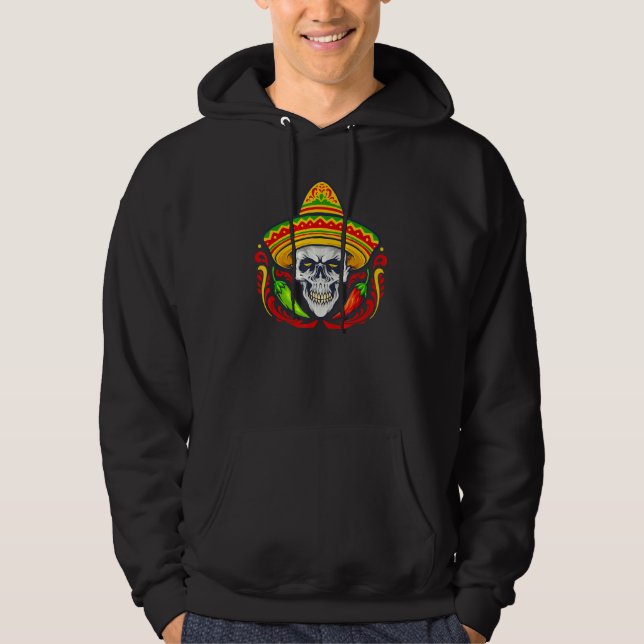 Moletom Cinco De Mayo Mexicano Cross Sunglass Skull Musta (Frente)