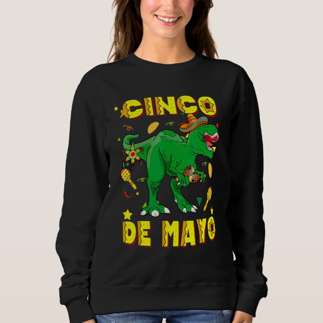 Moletom Cinco de Mayo Rex Dinosaur Sombrero Tacosaurus (Frente)