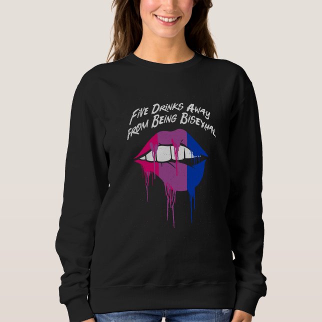 Moletom Cinco Drinks Distantes do Orgulho Bi LGBTQ Bi Biss (Frente)