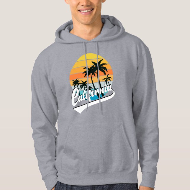 Moletom Cinza California Retro Sunset Hoodie (Frente)