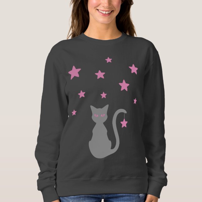Moletom Cinza Cat Stars Sweet (Frente)