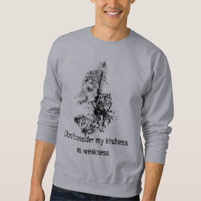 Moletom Cinza de Arte Gráfica Wolf Wildlife Quote (Frente)