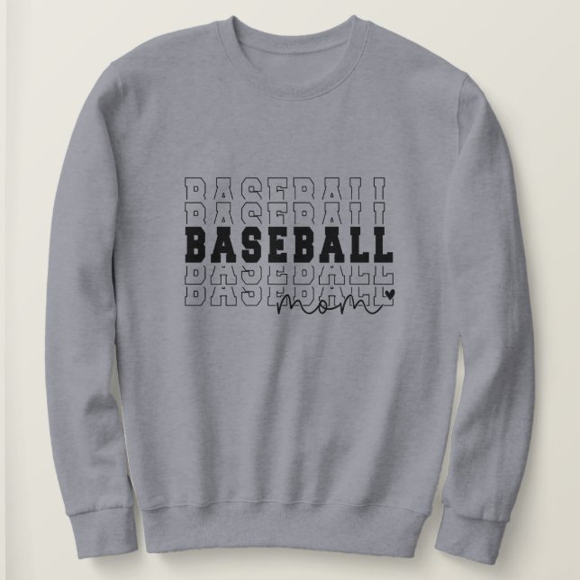 Moletom Cinza de Baseball Mãe Personalizada (Frente do Design)