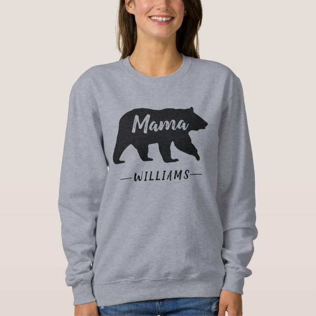 Moletom Cinza de Urso da Mãe Russa Nome do Monograma Negro (Frente)