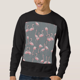 Moletom Cinza Flamingo: Padrão Vintage Invisível.