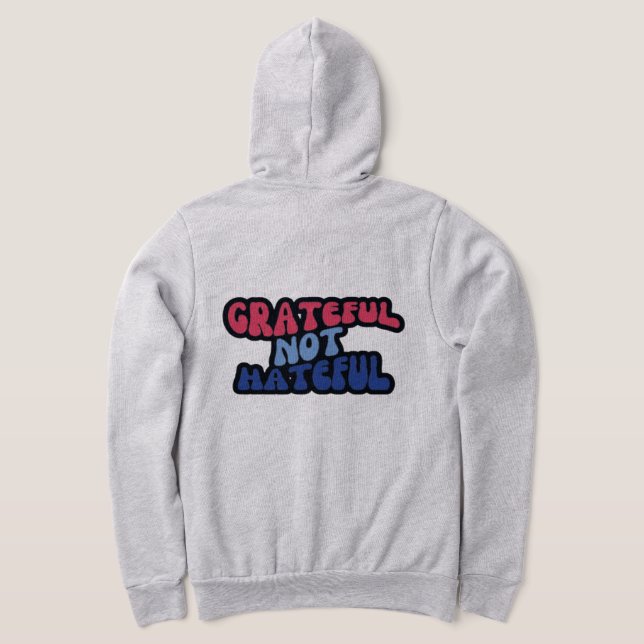 Moletom Cinza Grata Não Odiosa Cheio Unisex-Hoodie Zip (Postura das costas)