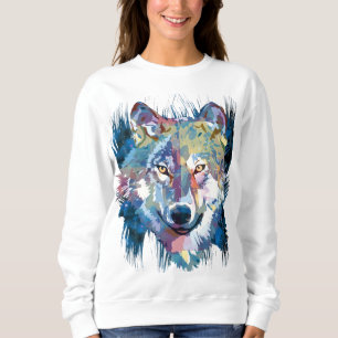 Moletom Cinza Wolf Sweatshirt   Cão-Lobo Colorido