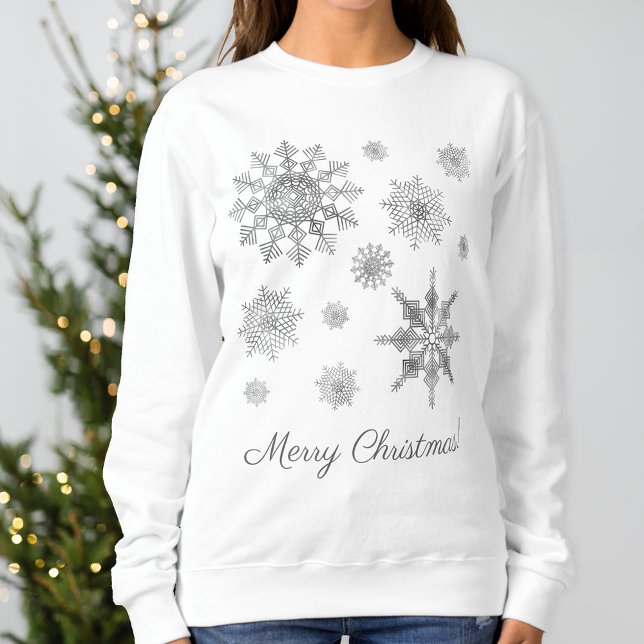 Moletom Cinzas De Prata Flocos De Neve Com Feliz Texto De  (Festive design for the Holiday season.)