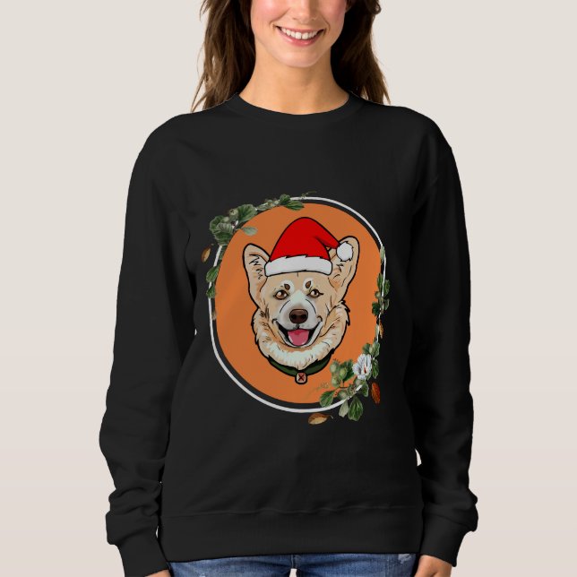 Moletom Círculo Floral Corgi Laranja (Frente)