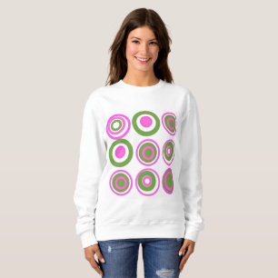 Moletom Círculos Retro Magenta Verde Cor-de-Rosa Branco