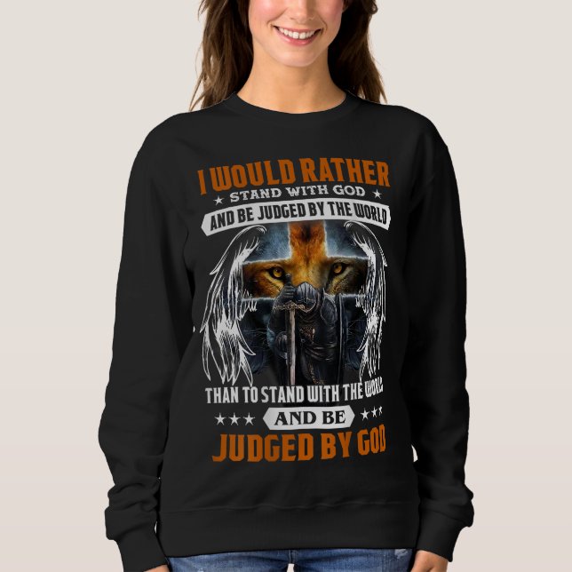 Moletom Citação De Jesus Cristo Lion Cross Knight Dizendo  (Frente)