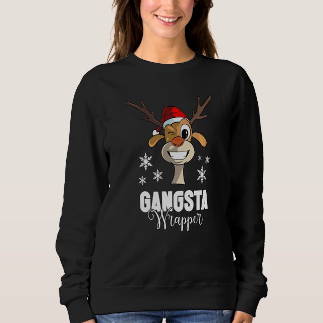 Moletom Citação de Natal Gângster Wrapper  Veado (Frente)