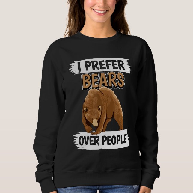 Moletom Citação de Urso Urso Pardo Prefiro Ursos a Pessoas (Frente)
