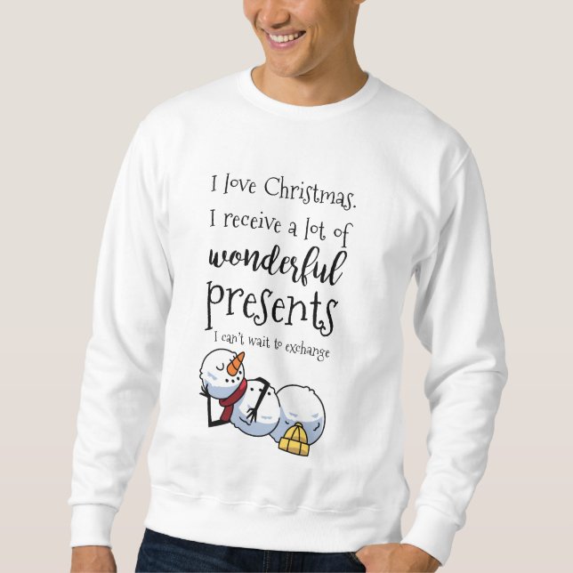 Moletom Citação Divertida de Boneco de Neve Adormecido (Frente)
