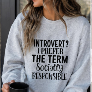 Moletom Citação engraçada de introvertido socialmente resp