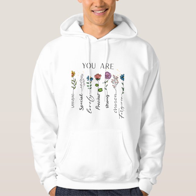 Moletom Citação Floral Inspiradora Afirmação de Flores Sil (Frente)