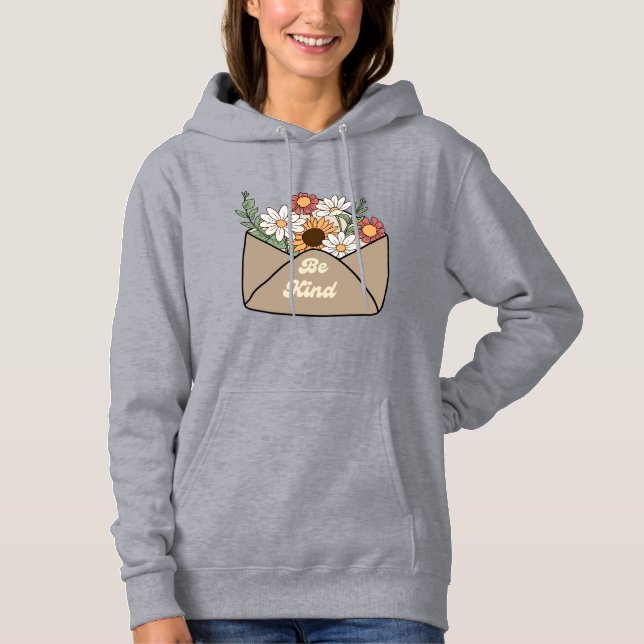 Moletom citar ser gentil em envelope de mensagem de flor (Frente)
