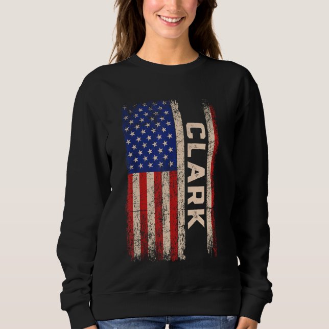 Moletom Clark Sobrenome Shirt Clark Name American Flag (Frente)