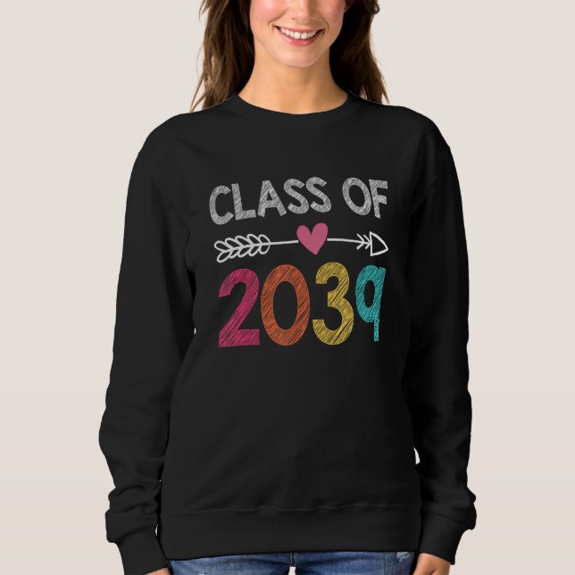 Moletom Class Of 2039 Kindergarten Pre K Grow With Me Grad (Frente)